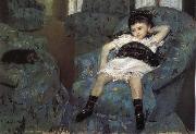 Mary Cassatt, The little girl in the blue Sofa